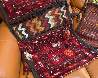 Fabulous woven Turkish Kilim saddle bags, great detail and tassels