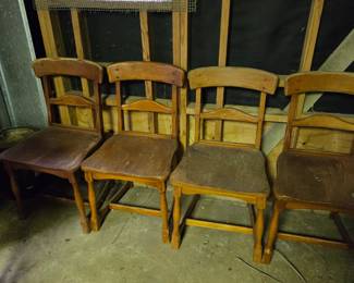 #185	Set of 4 Wood odd Dining Chairs (as is condition) 	 $60.00 
