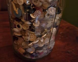 #50	Tall Glass Jar full of Loose Buttons - 10" Tall Jar	 $20.00 