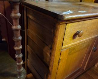 #29	Wood Wash Stand w/Mirror & 1 door and 1 drawer - Hand -Dovetailed - 34x16x27  Mirror - 18x30	 $75.00 