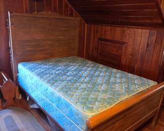 #36	Full wood Tall Headboard/Footboard w/Mattress & Box springs (as is Needs Work)	 $100.00 