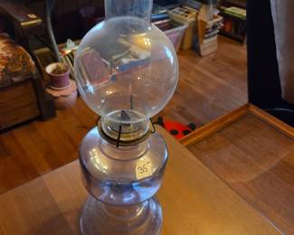 #63	Vintage Oil Lamp w/Bubble Shaped Globe Top - 19" Tall	 $35.00 
