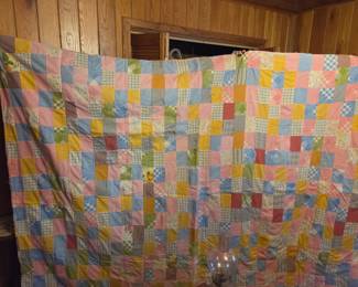 #69	Home made Quilt 90x68 (needs repair and Heavy with Flannel in Center and Sheet Back	 $35.00 