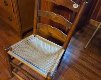 #44	Wood Flat Back Chair w/weaving Seat Bottom	 $25.00 