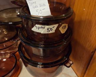 #98	Corning Visions Cookware Amber  7 piece 	 $50.00 