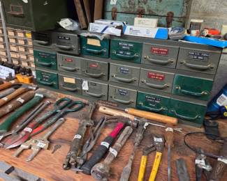 #127	Metal Vintage Card Catalog Cabinet w/18 drawers w/contents - 34x11x14	 $50.00 