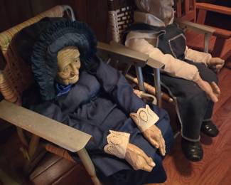 #20	1989 William L. Wallace Jr and Grandpa and Grandma in Folding Chairs (head, arms and Shoes are Porcelain) - 28" Tall	 $75.00 