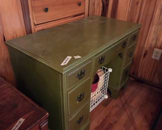 #11	Green Painted Desk w/7 drawers - 42x22x31	 $65.00 
