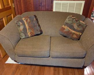 #39	Klaussner Loveseat - 67"Long - Sage Green - Upstairs - You Move Down	 $100.00 