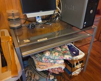#71	Glass Computer Desk w/pull-out Shelf - Metal Frame - 36x20x30	 $50.00 