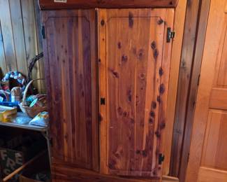 #7	Cedar Armoire w/hanging Rod - Upstairs You Move Down - 34x22x67	 $75.00 