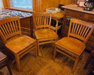 #103	Set of 3 Odd Wood Dining Chairs	 $80.00 