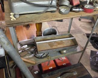 #139	Metal Shelf Unit w/wood Top - 29x15x37	 $25.00 