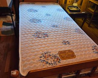 #1	Twin Bed Wood Frame Headboard & Footboard w/Mattress & Box springs 	 $100.00 
