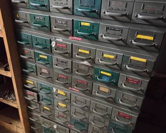 #145	Metal Vintage Card Catalog Cabinet w/18 drawers w/contents - 34x11x14	 $50.00  #146	Metal Vintage Card Catalog Cabinet w/18 drawers w/contents - 34x11x14	 $50.00  #147	Metal Vintage Card Catalog Cabinet w/18 drawers w/contents - 34x11x14	 $50.00  #148	Metal Vintage Card Catalog  Cabinet w/18 Drawers w/contents - 34x11x14	 $50.00 