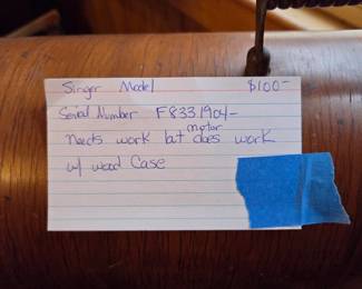 #96	Singer Model  Needs Work w/wood Case - decals looks Good and Decorative Faceplate 	 $100.00 