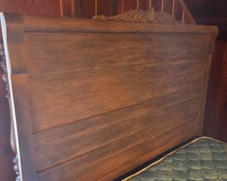 #36	Full wood Tall Headboard/Footboard w/Mattress & Box springs (as is Needs Work)	 $100.00 