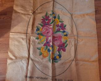 #14	Columbia Burlap "Pot Pourri " Hooked Rug Pattern - 39x43	 $20.00 