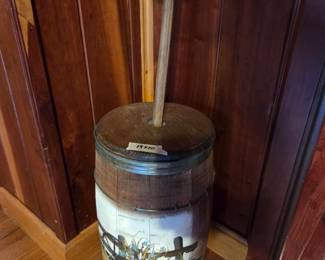 #23	Hand painted Wooden Butter Churn w/Churn - 19x10	 $65.00 