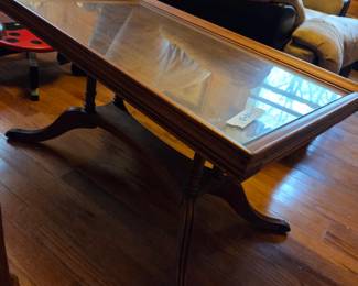 #64	Rectangular Wood w/Glass insert Top Side Table - 18x30x17	 $65.00 