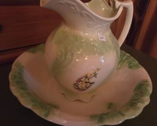 #12	Pitcher and Basin Ceramic  w/floral Design - 13" Tall	 $25.00 
