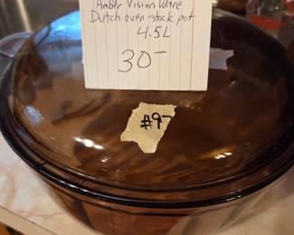 #97	Corning Ware Amber Vision Ware Dutch Oven Stock Pot - 4.5L	 $30.00 