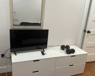 White dresser for sale, plus mirror, plus TV