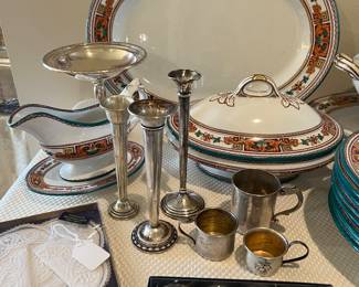 Sterling Silver Compote, Sterling Bud Vases and Sterling Cups