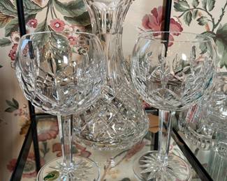 Waterford Crystal Decanter and Two Waterford Goblets