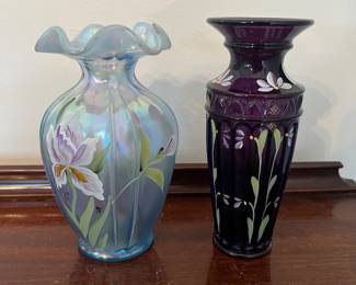 Hand painted Fenton Vases