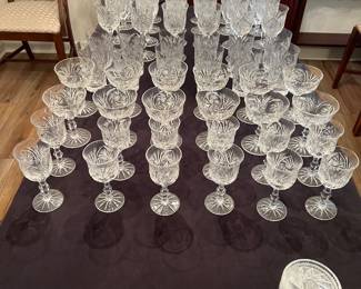 60 Pcs. American Brilliant Cut Glass Stemware