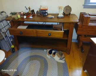 pine tv entertainment console slide out tray/drawer$75