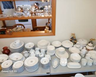 Noritake Minuet mid century china set for 12 $100, and Johnson Bros daily ironstone ( what is shown)