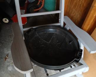 patio set of wooden furniture cushions in shed