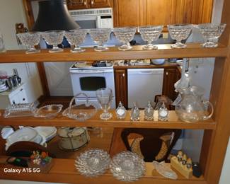 Mid century fostoria American set and hobnail pieces, misc as priced or make offers