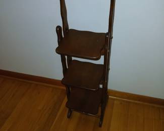 3 tier walnut collapsible folding stand. $45