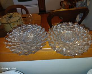 Fostoria American 9 dessert plates, 8 dessert cups $75 like new