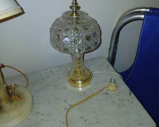 cut glass brass small lamp, $20