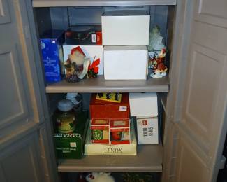 Christmas decor in two cabinets in the basement, make offers or as marked