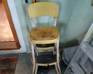 vintage yellow steel high chair $30