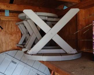 patio picnic table, stools, arm chair, 2 seater