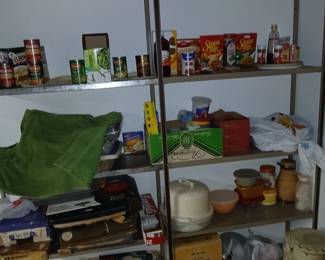 metal shelves $20 each. stuff on them, make offers unless marked.