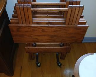 oak tv tables on stand $35