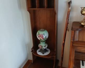 Gone with the Wind Lamp $95 on walnut hall stand- $100