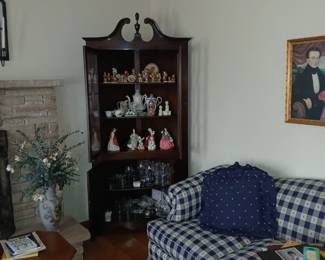 solid wood Chippendale style small scale corner cabinet, $150