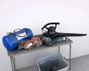 Electric Power Tools Black & Decker Leaf Blower, Blue Air Compressor, Hitachi Orbital Sander, Chicago Belt Sander