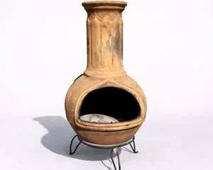 Large Terracotta Outdoor Chiminea with Decorative Engravings