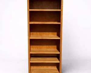 Classic Oak Wood Bookshelf with Decorative Carved Trim