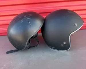 Pair of Black Matte DOT Certified Motorcycle Helmets by Street & Steel and GMAX, Size L