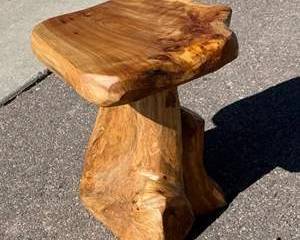 Handcrafted Natural Wooden Stool with Rustic Organic Design